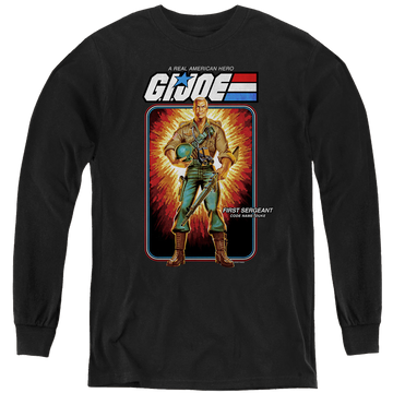 Black youth long sleeve t-shirt with G.I. Joe Duke Card graphic