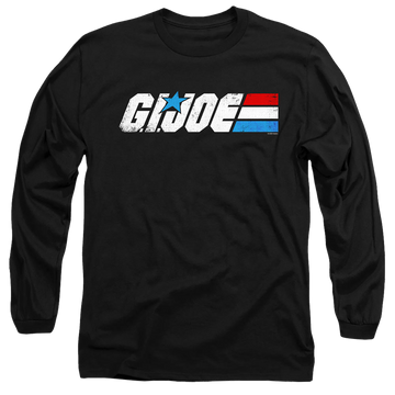 Black men's long sleeve t-shirt with G.I. Joe Distressed Logo graphic