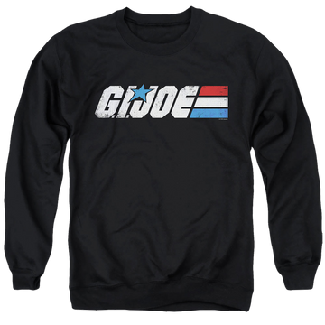 Black men's crewneck sweatshirt with G.I. Joe Distressed Logo graphic