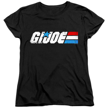 Black women's t-shirt with G.I. Joe Distressed Logo graphic