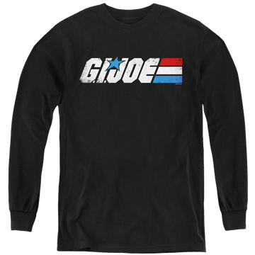 Black youth long sleeve t-shirt with G.I. Joe Distressed Logo graphic