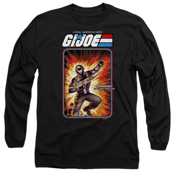 Black men's long sleeve t-shirt with G.I. Joe Snake Eyes Card graphic