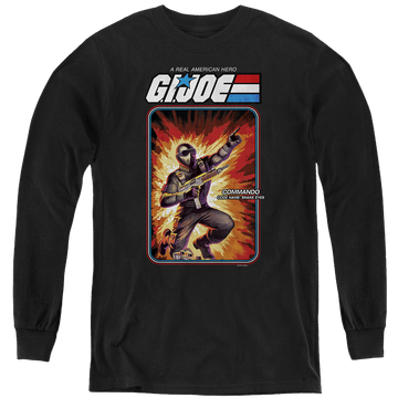 Black youth long sleeve t-shirt with G.I. Joe Snake Eyes Card graphic