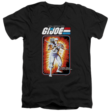 Black men's v-neck t-shirt with G.I. Joe Storm Shadow Card graphic
