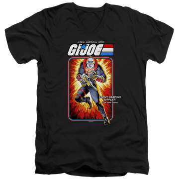 Black men's v-neck t-shirt with G.I. Joe Destro Card graphic