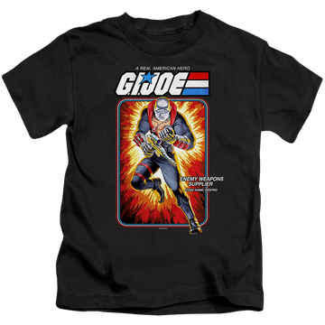 Black kid's t-shirt for ages 4 to 7 with G.I. Joe Destro Card graphic