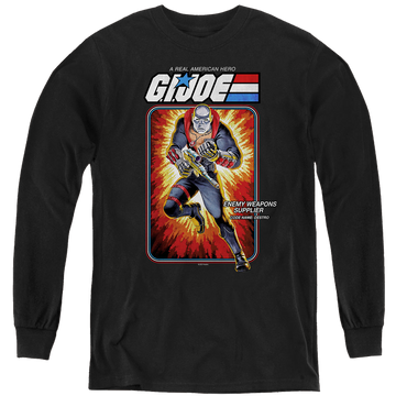 Black youth long sleeve t-shirt with G.I. Joe Destro Card graphic