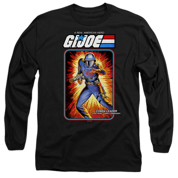 Black men's long sleeve t-shirt with G.I. Joe Cobra Commander Card graphic