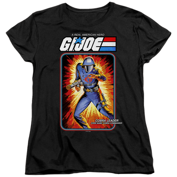 Black women's t-shirt with G.I. Joe Cobra Commander Card graphic