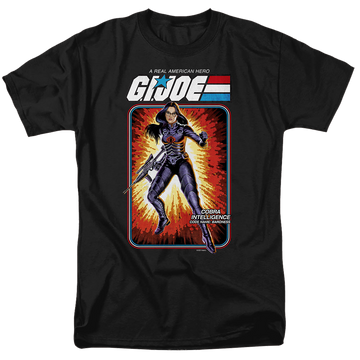 Black men's regular fit t-shirt with G.I. Joe Baroness Card graphic