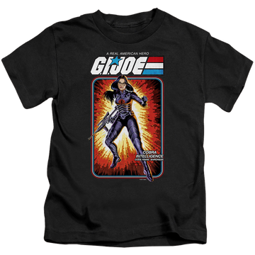 Black kid's t-shirt for ages 4 to 7 with G.I. Joe Baroness Card graphic