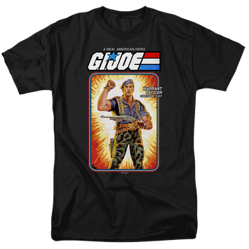 Black men's regular fit t-shirt with G.I. Joe Flint Card graphic