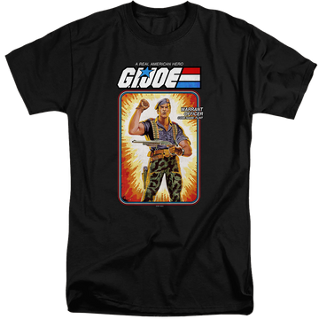 Black men's tall fit t-shirt with G.I. Joe Flint Card graphic