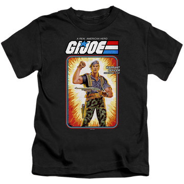 Black kid's t-shirt for ages 4 to 7 with G.I. Joe Flint Card graphic