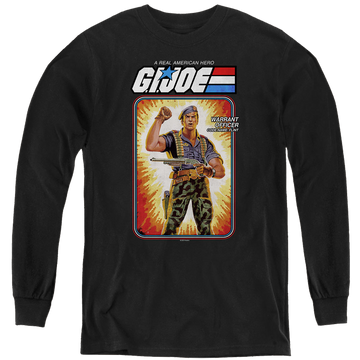 Black youth long sleeve t-shirt with G.I. Joe Flint Card graphic