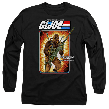 Black men's long sleeve t-shirt with G.I. Joe Roadblock Card graphic