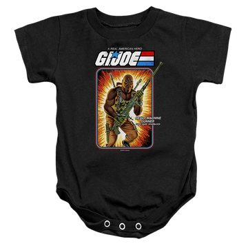 Black baby bodysuit with G.I. Joe Roadblock Card graphic