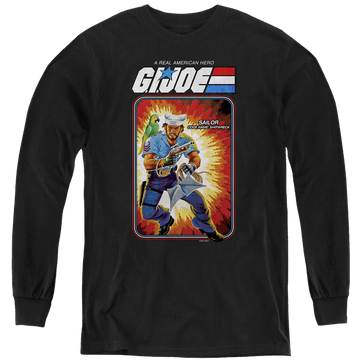 Black youth long sleeve t-shirt with G.I. Joe Shipwreck Card graphic