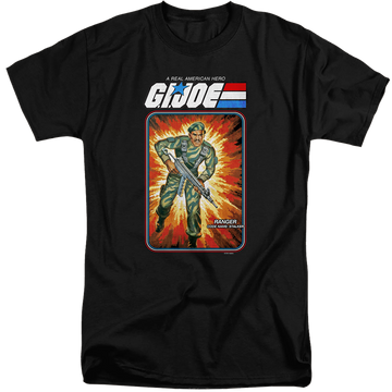 Black men's tall fit t-shirt with G.I. Joe Stalker Card graphic
