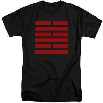 Black men's tall fit t-shirt with G.I. Joe Snake Eyes Symbol graphic