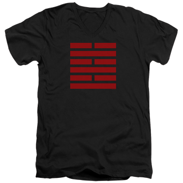 Black men's v-neck t-shirt with G.I. Joe Snake Eyes Symbol graphic