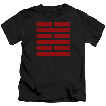 Black kid's t-shirt for ages 4 to 7 with G.I. Joe Snake Eyes Symbol graphic