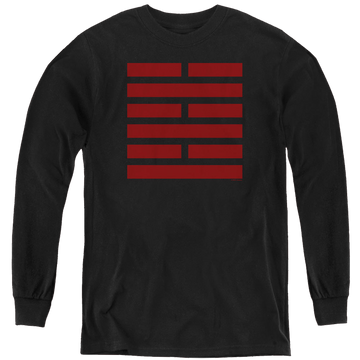 Black youth long sleeve t-shirt with G.I. Joe Snake Eyes Symbol graphic