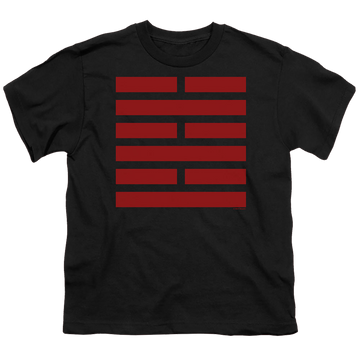 Black youth t-shirt for ages 8 to 12 with G.I. Joe Snake Eyes Symbol graphic
