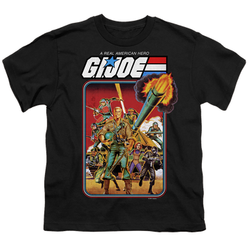 Black youth t-shirt for ages 8 to 12 with G.I. Joe Hero Group graphic