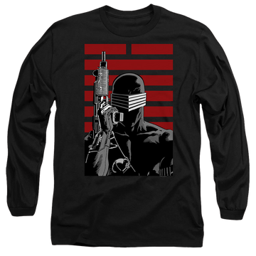 Black men's long sleeve t-shirt with G.I. Joe Snake Eyes Ninja graphic