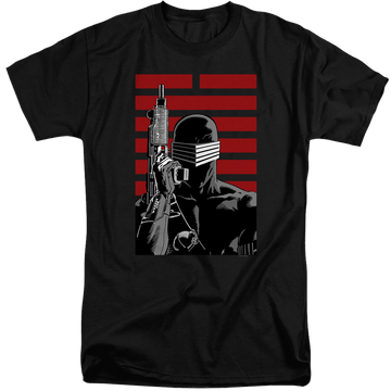 Black men's tall fit t-shirt with G.I. Joe Snake Eyes Ninja graphic
