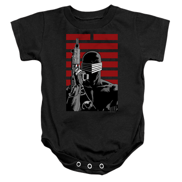 Black baby bodysuit with G.I. Joe Snake Eyes Ninja graphic