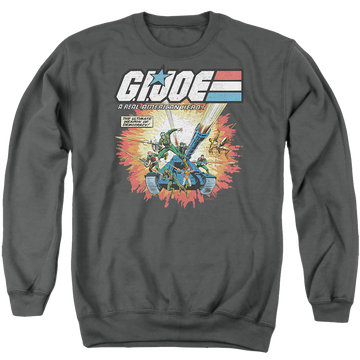 Charcoal men's crewneck sweatshirt with G.I. Joe Real American Hero graphic