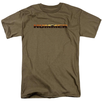 Safari green men's regular fit t-shirt with Hummer Sunset Logo graphic