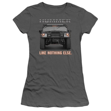 Charcoal juniors t-shirt with Hummer Like Nothing Else graphic