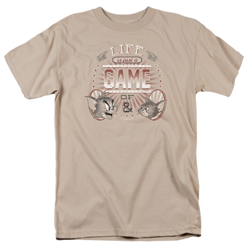 Sand men's regular fit t-shirt with Tom and Jerry Life Is A Game graphic