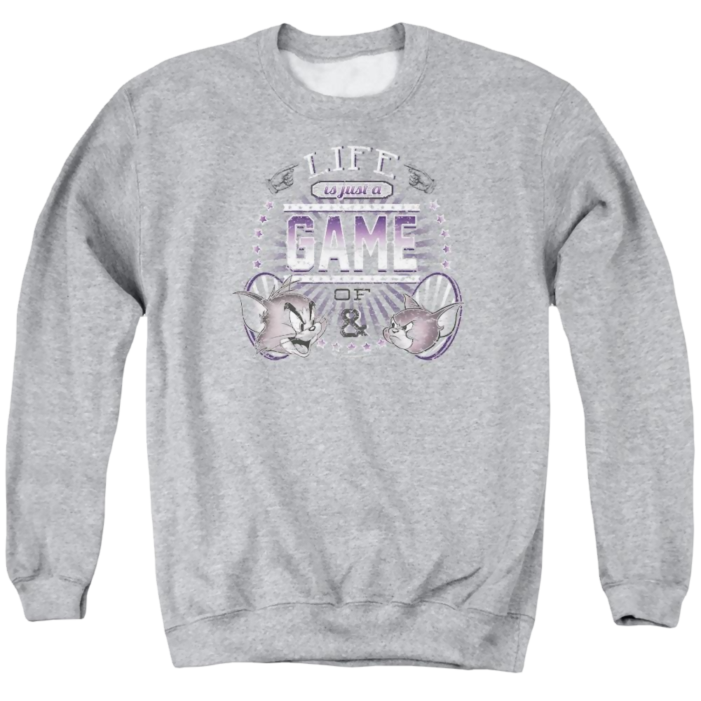 Tom and Jerry Life Is A Game Men's Crewneck Sweatshirt Men's Crewneck Sweatshirt Tom and Jerry   