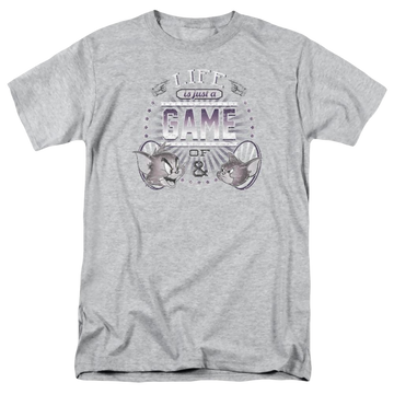 Athletic heather men's regular fit t-shirt with Tom and Jerry Life Is A Game graphic