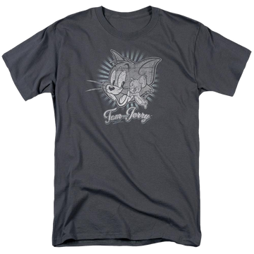 Charcoal men's regular fit t-shirt with Tom and Jerry Classic Pals graphic