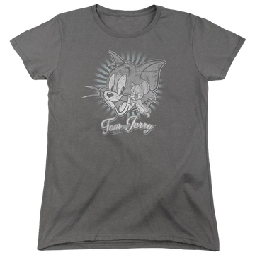 Charcoal women's t-shirt with Tom and Jerry Classic Pals graphic
