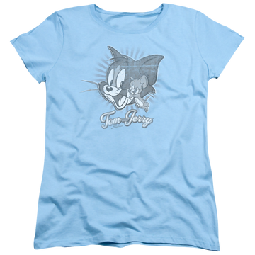 Light blue women's t-shirt with Tom and Jerry Classic Pals graphic