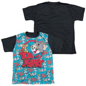 Tom and Jerry Double Trouble youth black back t-shirt for ages 8 to 12