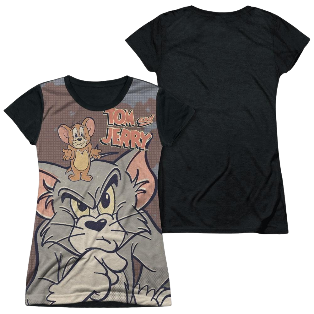 Tom and Jerry Up To No Good Juniors Black Back T-Shirt Juniors Black Back T-Shirt Tom and Jerry   