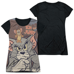 Tom and Jerry Up To No Good Juniors Black Back T-Shirt Juniors Black Back T-Shirt Tom and Jerry   