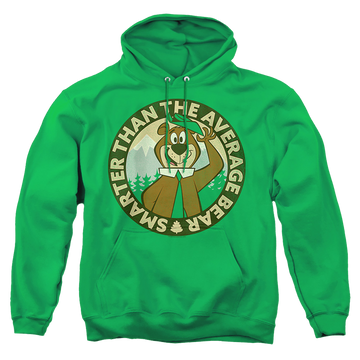 Kelly green pullover hoodie with Yogi Bear Smarter Than Average graphic