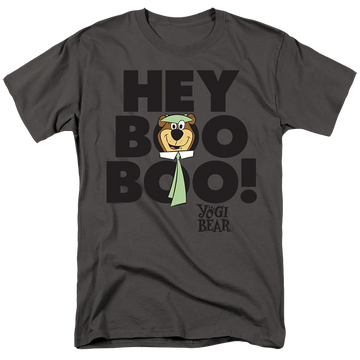 Charcoal men's regular fit t-shirt with Yogi Bear Hey Boo Boo graphic