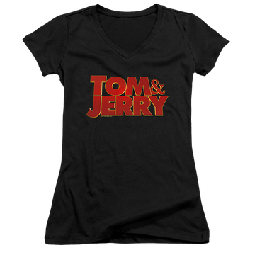Tom and Jerry Movie Logo - Juniors V-Neck T-Shirt Juniors V-Neck T-Shirt Tom and Jerry   