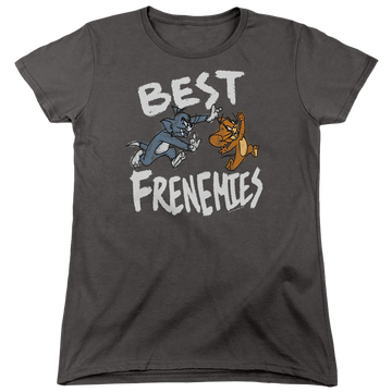 Charcoal women's t-shirt with Tom and Jerry Best Frenemies graphic