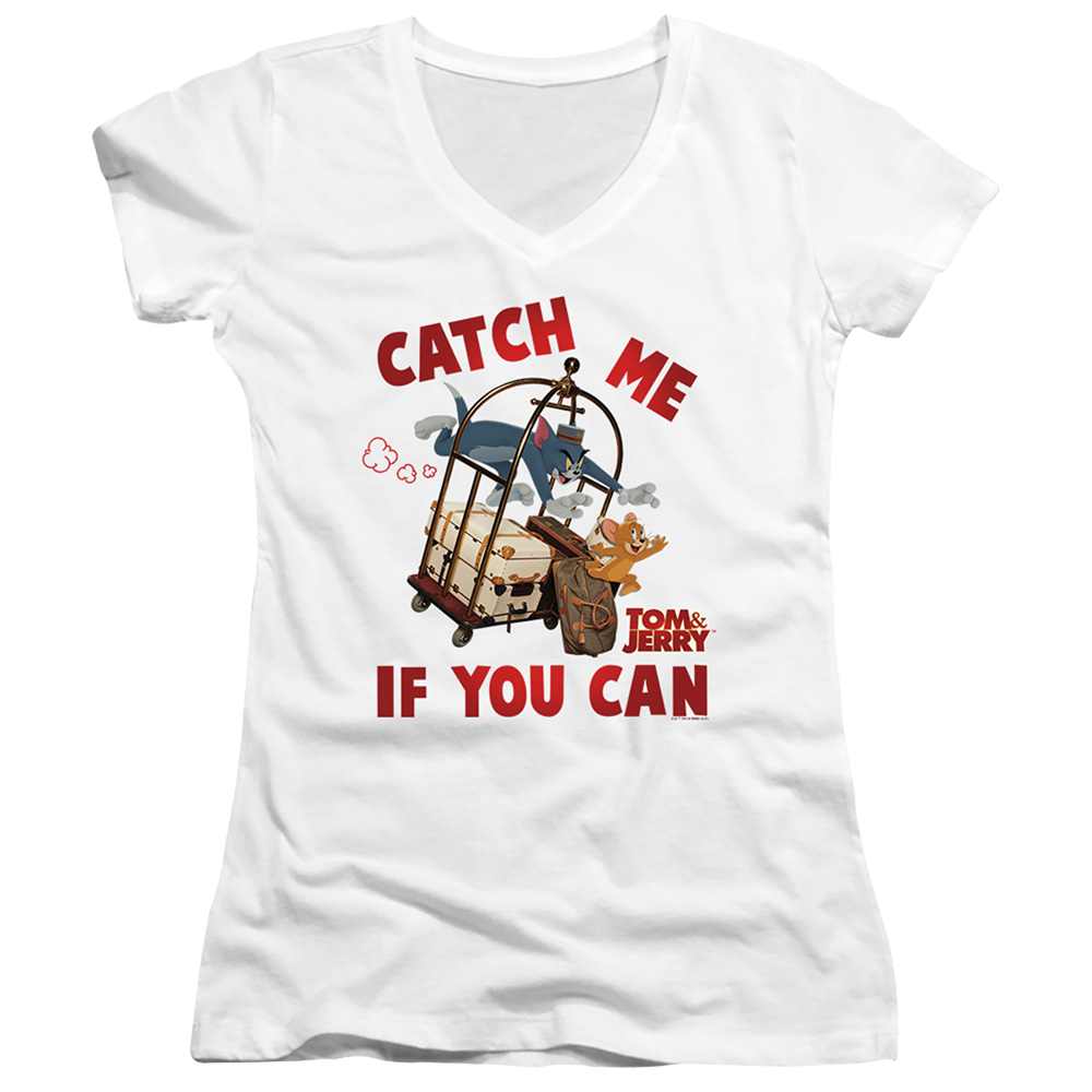 Tom and Jerry Catch Me If You Can - Juniors V-Neck T-Shirt Juniors V-Neck T-Shirt Tom and Jerry   