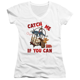 Tom and Jerry Catch Me If You Can - Juniors V-Neck T-Shirt Juniors V-Neck T-Shirt Tom and Jerry   